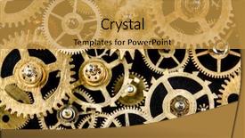  Presentation with power engineering - PPT theme having power engineering - close up old mechanism background and a gold colored foreground