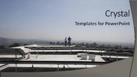  Presentation with los angeles - Slide set consisting of power engineering - distant view of maintenance workers background and a light blue colored foreground