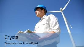  Presentation with power engineering - Cool new presentation with power engineering - engineer in wheat field checking backdrop and a light blue colored foreground