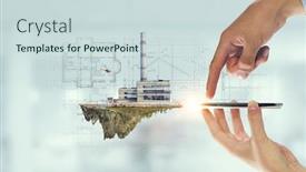  Presentation with power generation - Slide deck enhanced with power-generation-factory-mixed-media background and a sky blue colored foreground