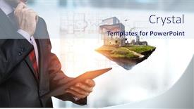  Presentation with power generation - Audience pleasing presentation theme consisting of power-generation-factory-mixed-media backdrop and a sky blue colored foreground