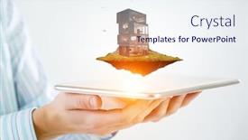  Presentation with power generation - Presentation design consisting of power-generation-factory-mixed-media background and a sky blue colored foreground