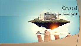  Presentation with power generation - Slides with power-generation-factory-mixed-media background and a light blue colored foreground