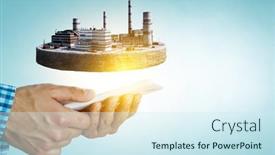  Presentation with power generation - PPT layouts featuring power-generation-factory-mixed-media background and a cool aqua colored foreground