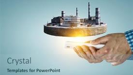  Presentation with power generation - Presentation enhanced with power-generation-factory-mixed-media background and a lemonade colored foreground