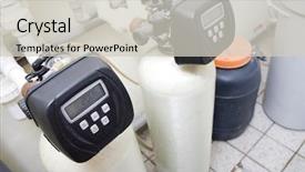  Presentation with water plant - Beautiful PPT theme featuring power generation plant - water filtering system backdrop and a light gray colored foreground