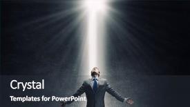  Presentation with god power - Cool new slide deck with power god - businessman with hands spread apart backdrop and a tawny brown colored foreground