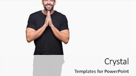  Presentation with praying hands - Slides consisting of power god - young handsome man over isolated background and a white colored foreground
