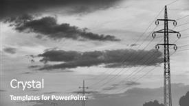  Presentation with high voltage - Slides enhanced with power grid - high voltage electricity pillars background and a gray colored foreground