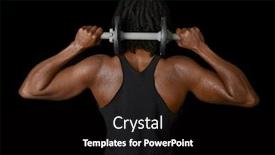  Presentation with weight - Colorful presentation theme enhanced with power image of afro american weight lifter backdrop and a black colored foreground