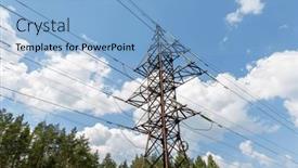  Presentation with power transmission line - PPT theme featuring power-line-and-electricity-concept and a light blue colored foreground