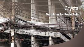 Presentation with electric cable - Colorful PPT theme enhanced with power line communication - electric cable mess in bangkok backdrop and a gray colored foreground