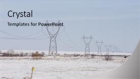  Presentation with electricity and circuits - Presentation theme having power line communication - electricity pylon background and a light blue colored foreground