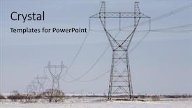  Presentation with electricity - Cool new presentation theme with power line communication - electricity pylon backdrop and a light blue colored foreground