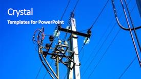 Presentation with electric wires - Beautiful slide set featuring power line concrete electric poles backdrop and a cobalt blue colored foreground
