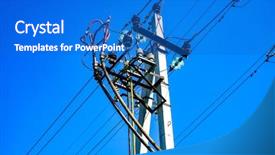  Presentation with electric poles - Audience pleasing PPT theme consisting of power line electric poles backdrop and a cobalt blue colored foreground
