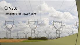  Presentation with power cable - Theme having power line electricity distribution network background and a light gray colored foreground