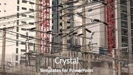  Presentation with electricity - Slide set enhanced with power line in bangkok thailand background and a gray colored foreground