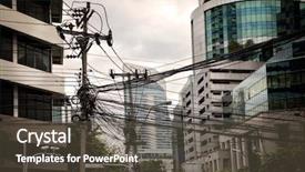  Presentation with electricity power plant - Presentation enhanced with power line in bangkok thailand background and a dark gray colored foreground