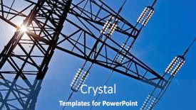  Presentation with sun power - Presentation theme featuring power line with sun and sky background and a teal colored foreground