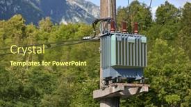  Presentation with transformer power - Slide deck with power-line-with-transformer-substation background and a tawny brown colored foreground
