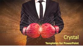  Presentation with successful person - PPT theme featuring power lines and pieces falling background and a tawny brown colored foreground