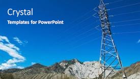  Presentation with power lines - Slide deck featuring power lines in the beautiful mountain landscape in altai siberia russia background and a dark gray colored foreground