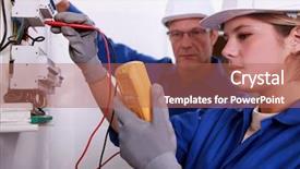  Presentation with power supply - Presentation having power supply - tradeswoman using a multimeter background and a coral colored foreground