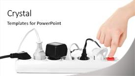  Presentation with power - Beautiful presentation featuring power off - woman hand turn on switch backdrop and a white colored foreground