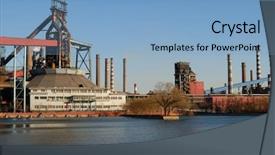  Presentation with waste water - PPT theme with power plant and waste water background and a light blue colored foreground