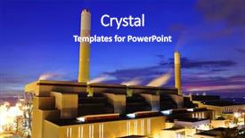  Presentation with power generation - Colorful PPT theme enhanced with power plant at night backdrop and a royal blue colored foreground