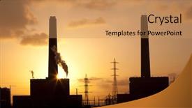  Presentation with power generation - Amazing presentation design having power plant at sunset backdrop and a coral colored foreground
