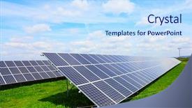  Presentation with solar power - Slides enhanced with power plant design - solar energy panels against blue background and a sky blue colored foreground