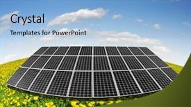  Presentation with energy solar - Presentation theme with power plant design - solar energy panels on dandelion background and a  colored foreground