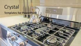  Presentation with stainless steel - Cool new presentation theme with power plant design - stove closeup in modern kitchen backdrop and a coral colored foreground