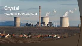  Presentation with fossil fuel - Theme featuring power plant emitin smoke background and a gray colored foreground