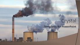  Presentation with power plant - Cool new PPT theme with power-plant-emitin-smoke backdrop and a light gray colored foreground