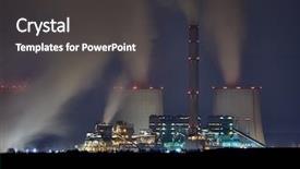  Presentation with electric plant - Audience pleasing presentation design consisting of power plant emiting smoke backdrop and a dark gray colored foreground