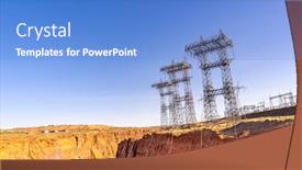  Presentation with electricity power plant - PPT theme enhanced with power plant house and power background and a teal colored foreground