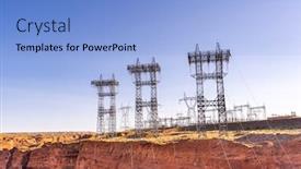  Presentation with electricity power plant - Slides having power-plant-house-and-power background and a light blue colored foreground