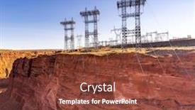  Presentation with electricity power plant - Amazing presentation design having power-plant-house-and-power backdrop and a tawny brown colored foreground