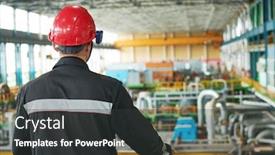  Presentation with plant maintenance - PPT layouts having power-plant-maintenance-industial-worker background and a dark gray colored foreground