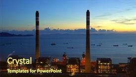  Presentation with water plant - Slide set featuring power plant on the water background and a wine colored foreground