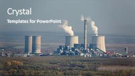  Presentation with electric plant - Colorful presentation theme enhanced with power plant with cooling towers backdrop and a gray colored foreground