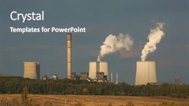  Presentation with power plant - Cool new slide set with power plant with cooling towers backdrop and a gray colored foreground