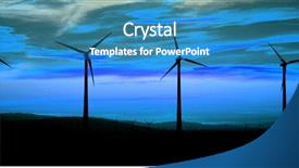  Presentation with farm - PPT layouts featuring power plants - wind farm after sunset background and a teal colored foreground