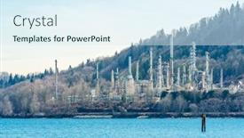  Presentation with power plants - Slides featuring power-plants-generating-smokes background and a sky blue colored foreground