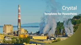  Presentation with coal power plant - Amazing slides having power plants generating smokes backdrop and a light blue colored foreground
