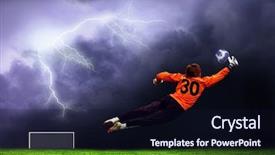  Presentation with lightning - Amazing presentation theme having football goalman on lightning sky backdrop and a wine colored foreground