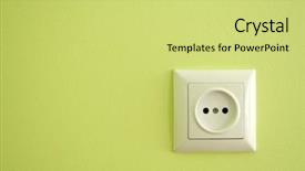  Presentation with green plug - Presentation having power plug - alone outlet on green baskgrounds background and a yellow colored foreground
